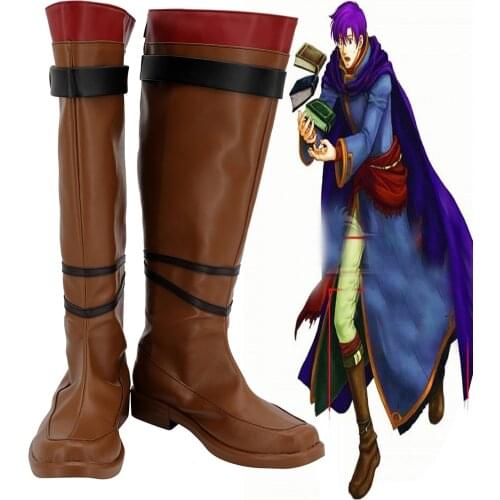 Fire Emblem Canas Shoes Cosplay Fire Emblem: The Blazing Blade Canas Cosplay Boots Brown Leather Shoes Custom Made