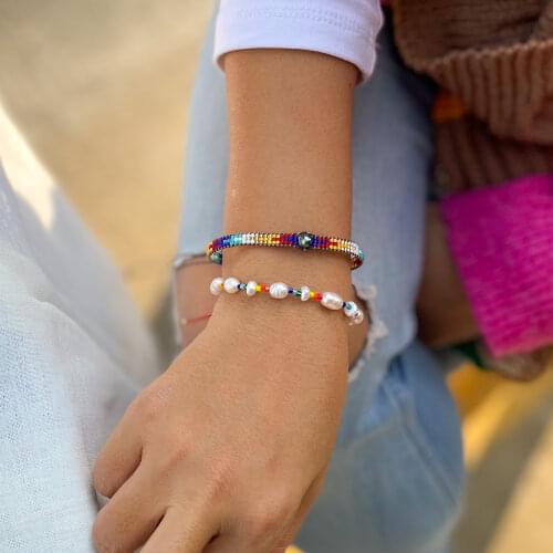 QUANCHI Bohemia Miyuki Beads Bracelets Pulseras Hand-woven Pearl Crystal Beaded Wrap Bracelet for Women Accessories Jewelry