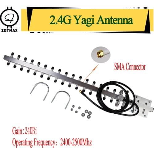 ZQTMAX 2.4GHz 24db Outdoor Yagi Antenna 2400-2500MHz For Mobile Signal Amplifier 4g repeater,High frequency band booster antenna