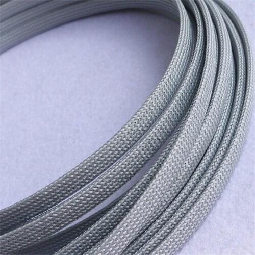 1M Gray 16mm braid cables textile cord PET Expandable Sleeving High Density Sheathing Plaited Cable Sleeves