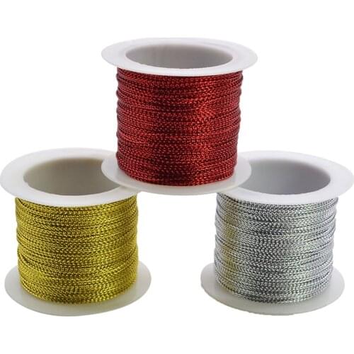 20 Meters 1mm Rope Gold Silver Red Cord Thread Metallic String Strap Ribbon Gift Tags Line DIY Craft Bracelet Making Accessories