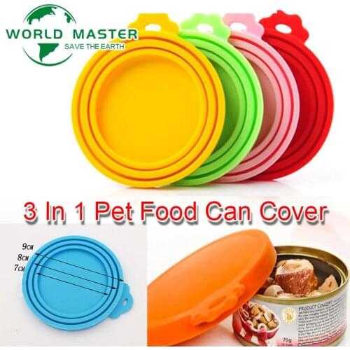 3 In 1 Reusable Pet Food Can Cover Silicone Dogs Cats Storage Tin Cap Lid Seal Cover Pet Supplies Suitable For 65mm 75mm 85mm