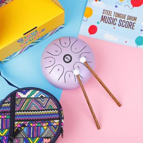 5.5 Inch Steel Tongue Drum Tank Drum 8 Notes Handpan Drum Percussion Musical Instrument with Drum Mallets Drumsticks Carry Bag