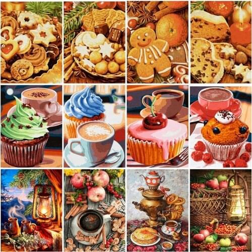 5D Diy Diamond Painting Biscuit Cup Cake Full Square/round Diamond Embroidery Cross Stitch Kits Kitchen Decoration Wall Pictures