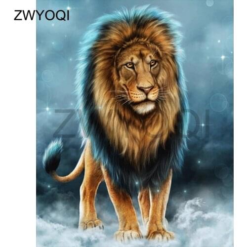 5DDIY Diamond embroidery Cross stitch Lion animal Full Square Diamond mosaic Lion animal Full Round Diamond painting Lion animal
