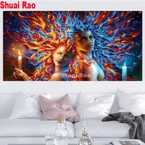 Diy diamond painting Fantasy Couple candle abstract headdress mosaic crystal painting full square round diamond embroidery art