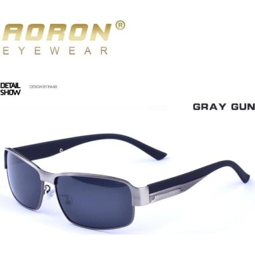 AORON New Fashion High Quality Metal Frame Rectangle Lens Polarized Men Sunglasses Male Driving Sun Glasses