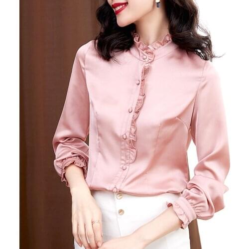 Free Shipping Woman Feminina WomenS Vintage Blouse Fashion Clothes 2020 Spring Autumn Long-Sleeved Black Shirts Female D0107