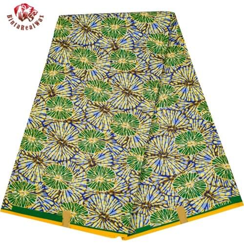 Bintarealwax 6 Yards/lot African Fabric Ankara Polyester Farbic For Sewing Wax Print Fabric By the Yard Designer FP6437