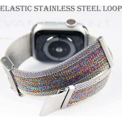 Pulseira Strap for Correa Apple Watch Band 44mm 40mm 42mm 38mm Stainless Steel Elastic Loop Bracelet 6 5 4 3 2 1 SE for iWatch