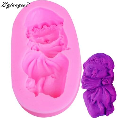 Byjunyeor F1085 Swaddling Baby UV Resin Silicone Mold Fondant Chocolate Candy Lollipop Crystal Epoxy Soft Clay Bake Tools