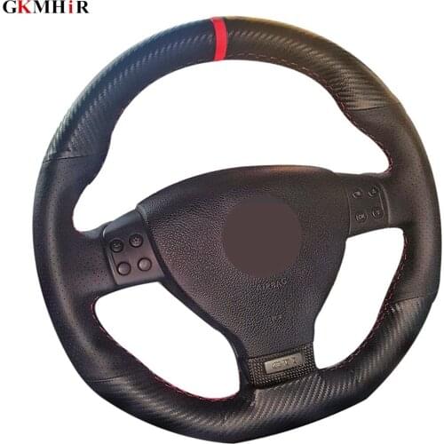 Car Steering Wheel Cover Balck Carbon Fiber Leather Black Leather For Volkswagen Golf 5 Mk5 GTI VW Golf 5 R32 Passat R GT 2005