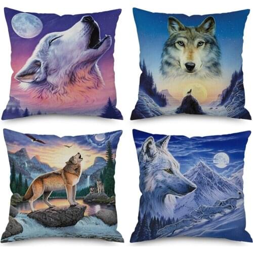 Animal wolf dolphin Nordic short plush Pillow Case Polyester Decorative Throw Pillow Cover Square style-1