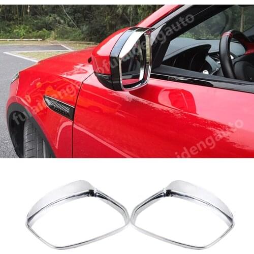 For Jaguar E-PACE 2018-2019 Carbon fiber ABS Chrome Rearview Mirror Rain Eyebrow cover Trim Car accessories