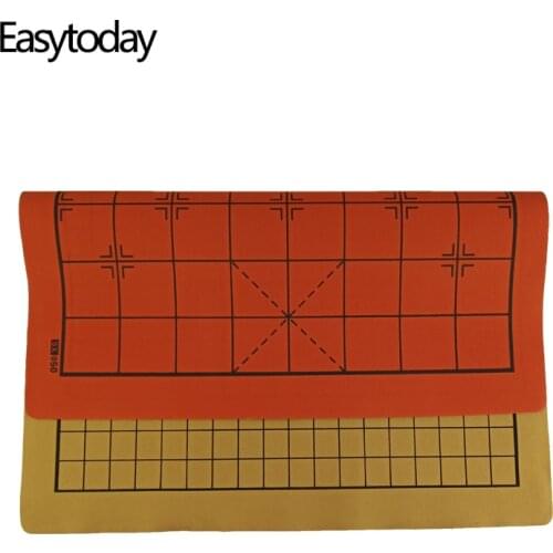 Easytoday Chinese Chessboard Synthetic Leather ChessBoard Two in one Board Softness Chess Cloth International Chess Accessories