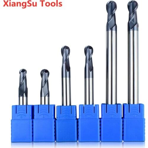 R0.5-R2mm 2Flutes Ball Nose End Mill CNC Milling Cutter Hrc45 Alloy Tungsten Steel Cnc Maching Milling Machine Tools For Steel