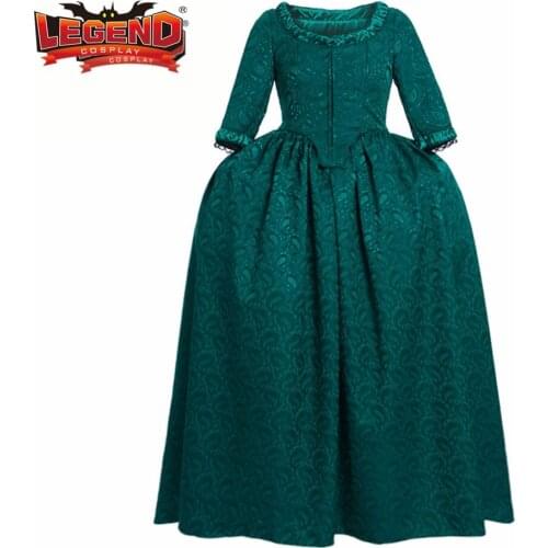 Cosplay legend TV Outlander Claire Randall Fraser Cosplay Costume Claire Green Sack Back Gown Rococo Dress Custom Made H001
