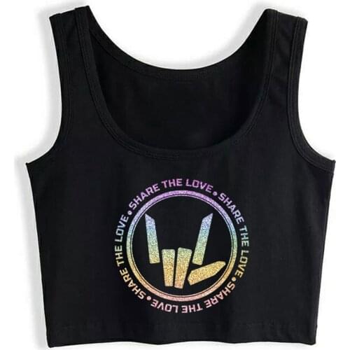 Crop Top Sport Share The Love 12 Vogue Black Custom Tops Women