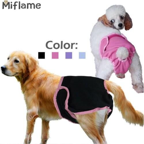 Miflame Dogs Diaper Washable Dog Physiological Pants For Pet Pants Female Sanitary Small Dog Briefs Solid Pet Underwear Shorts