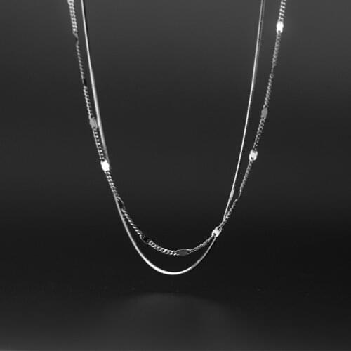 Solid 925 Sterling Silver Layered Necklace for Women Snake Chain Simple Fashion Jewelry 2021 Dropshipping