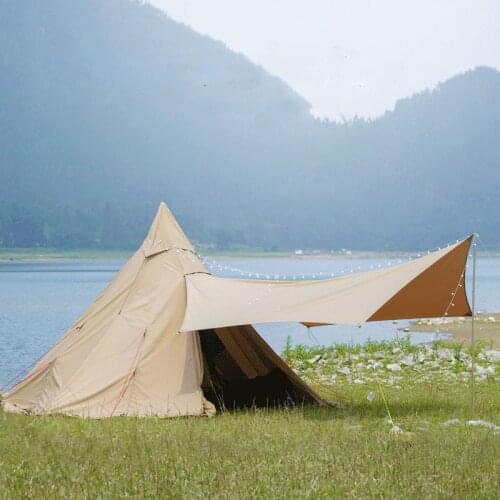 Pyramid Tent Indian Shelter Anti-Rainstorm Outdoor Camping Tent Yurt with Chimney Hole Include Hanging Inner Tent And Bottom Mat