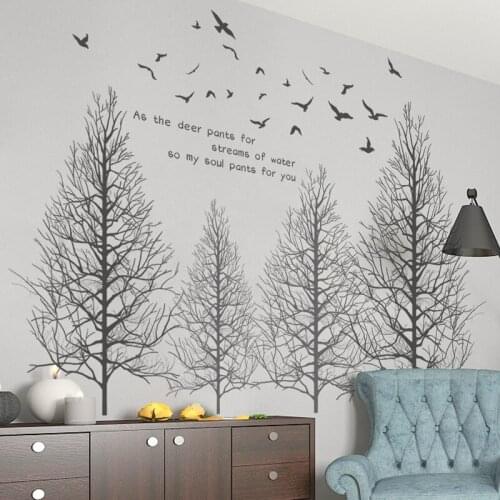 [SHIJUEHEZI] Forest Trees Wall Stickers DIY Birds Quotes Wall Decals for Kids Rooms Baby Bedroom Nursery Home Decoration