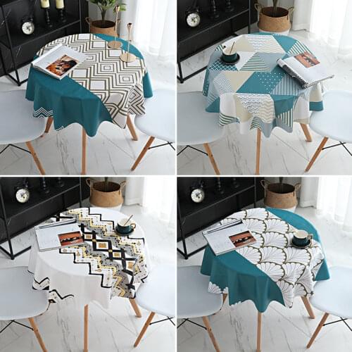 Nordic Round Table Tablecloth Printing Waterproof Oil-proof Thickened PVC Tablecloth Leisure Small Tea Table Mat Decoration