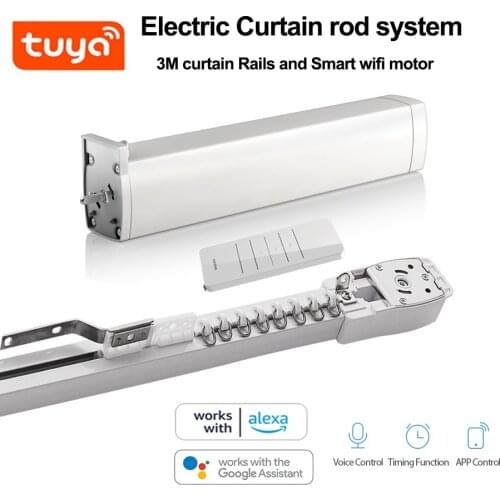 Silent track 3M Curtain Rails Smart Wifi Electric Curtain Motor tuya smart smart life App +Dooya DC2700 433MHZ remote controller