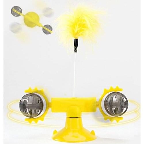 A Cat Funny Interactive Rotating Toy Kitten Scratch Toys Teeth Cleaning Dog Massage Rotatable Feather Rolling Ball Pet Products