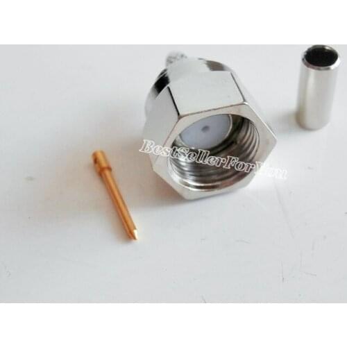 10Pcs F Male Plug Straight Crimp For RG174 RG316 RG188 LMR100 Cable RF Connector Brass