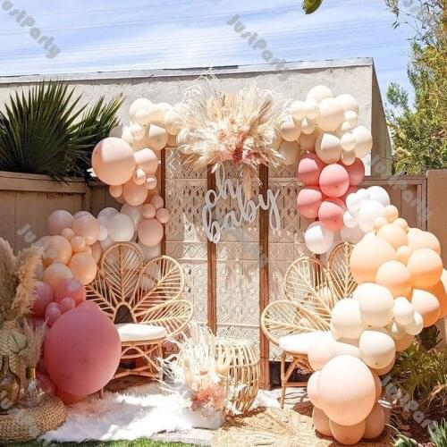 181pcs Wedding Party Decoration Cream Peach Nude Dusty Pink White Balloons Garland Arch Kit Bridal Baby Shower Birthday Supplies