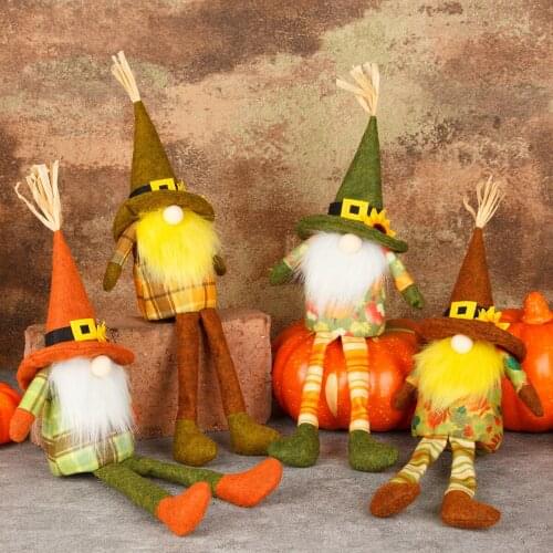 2021 New Thanksgiving Harvest Festival Long Leg Sitting Rudolf Dwarf Faceless Doll Holiday Decoration