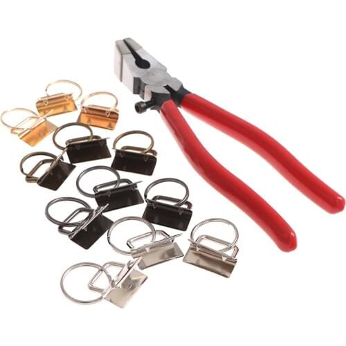 25mm 4 Colors Key Fob Hardware with 1Pcs Key Fob Pliers,Glass Running Pliers Tools with Jaws