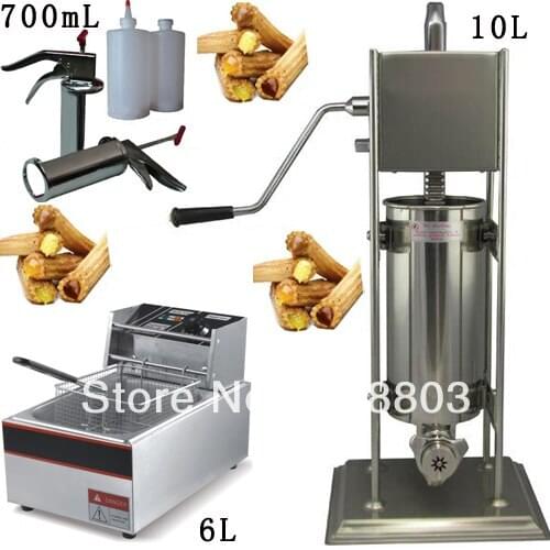 3 in 1 10L Spainish Churro Presser+ 6L Deep Fryer + 700ml Churros Filling Machine