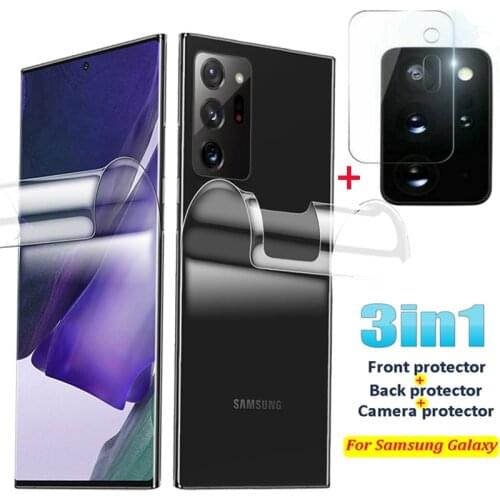 3in1 Front Back Camera Lens Screen Protectors for Samsung Note 20 Ultra Soft Hydrogel Film Tempered Glass Lens Protector Note20