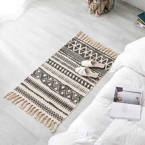 55% Dropshipping!!Cotton Linen Tassel Non-Slip Door Sofa Mat Floor Carpet Ar-ea Rug Tapestry Decor
