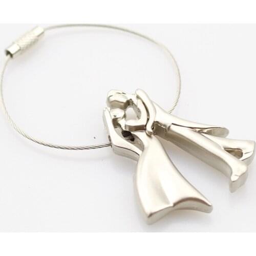 Couple Keychain Lovers Romantic Stainless Steel Car Keyring Cover Holder Pendant Hadbag Bag Charm Women Men Wedding Jewelry Gift