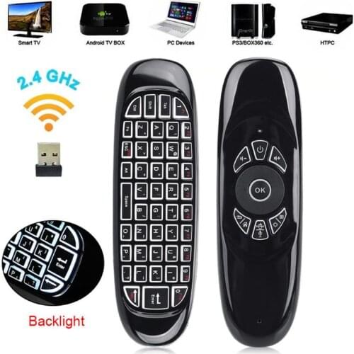 C120 RGB 7 Backlight Fly Air Mouse Wireless Backlit Keyboard 2.4G Remote Control
