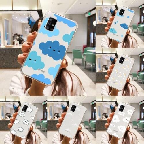 Cartoon clouds Phone Case Transparent For Samsung S A M J 21 20 50 30 60 5 7 51 71 90 11 10 J710 e p PLUS Prime 5G Soft Clear