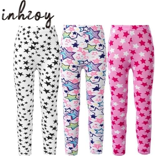 Kids Girls Dance Pants Ballet Gymnastics Tight Leggings Children Five-pointed Star Print Sport Workout Fitness Leggings Trousers