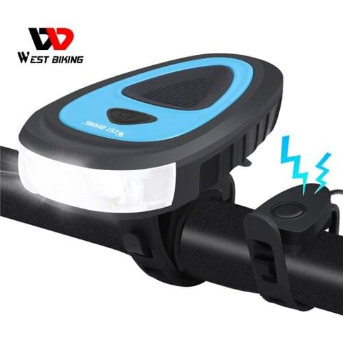 WEST BIKING Bicycle Light with Bell 120dB Cycling Front Light 3 Modes 200 lumen USB Charging Flashlight Waterproof Bike Lights