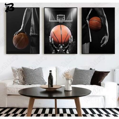 Basketball Dream Art Canvas Painting a Man Holding a Basketball Posters and Prints Basketball Dream Pictures for Bedroomm Decor