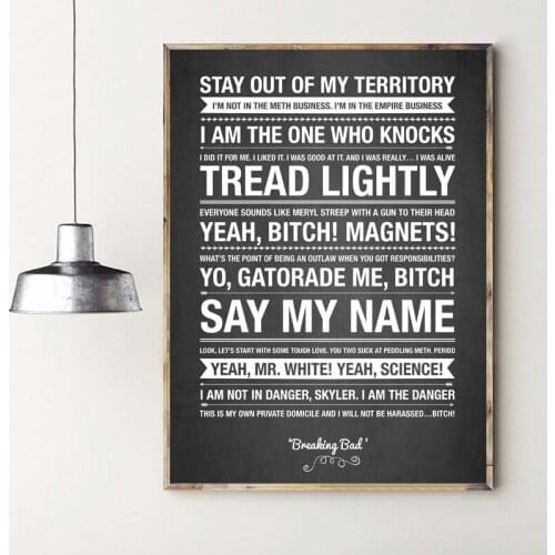 Breaking Bad Quotes Modern Art Canvas Painting Picture Classic TV Show Prints Black and White Poster Home Room Wall Art Decor