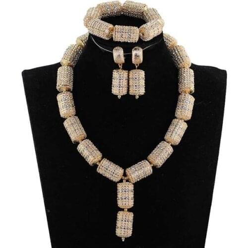 Gold Beads Pendant Necklace Earrings Set Dubai Necklace Bracelet Earrings Indian Bridal Necklace Set for Women Wedding