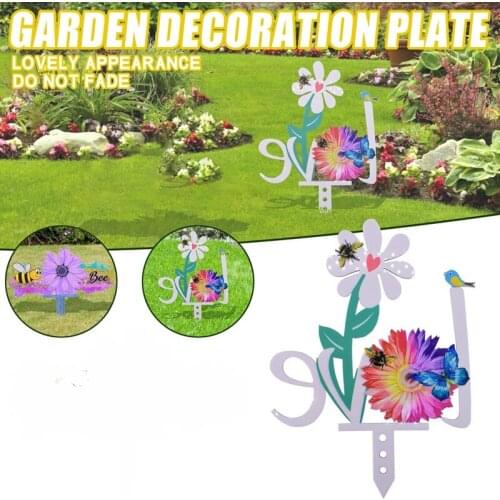 Colorful Flowers Garden Decoration Terrace Garden Outdoor Backyard Lawn Stakes Gardening Ornament Acrylic Yard Art Decor