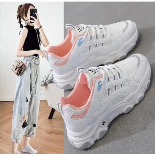 2021Women Little White Shoes Casual Fashion Breathable Student Sports Shoes Outdoor Walking Mesh Shoes