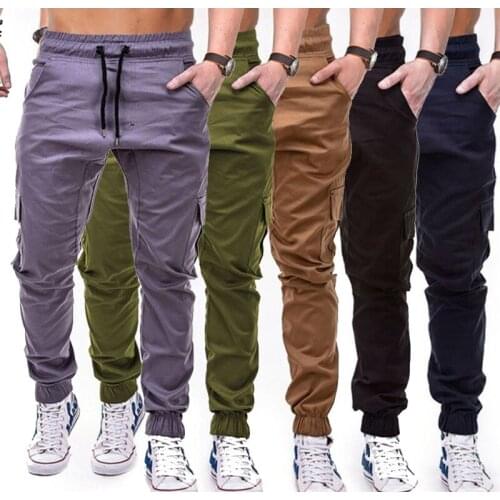 Outdoor 2021 Spring simple autumn versatile multi-pocket overalls Men\s Korean casual pants Elastic harems joggers weat pants