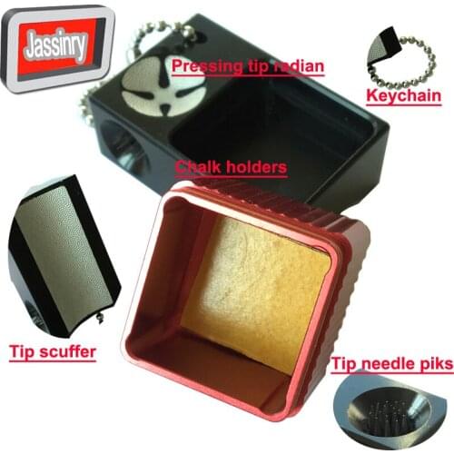 Latest design 5in1 functions Billiards tip tools Pool magnetic chalk holders tip scuffer needle pik and pressing tip radian