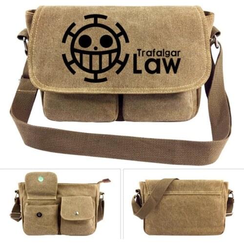 New Fashion Vintage Women Anime Canvas Handbags High Quality One Piece Messenger Bags Men Shoulder Bags Male Big Capacity
