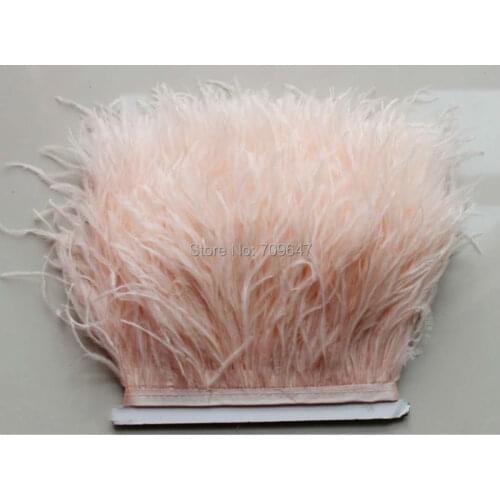 Champagne Ostrich Feather Trim, 10 yards per lot - CHAMPAGNE Ostrich Fringe Trim with 5-6inches height,plumas de colores